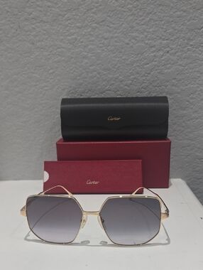 Cartier Gold Frame Sunglasses with Gray Gradient Lenses